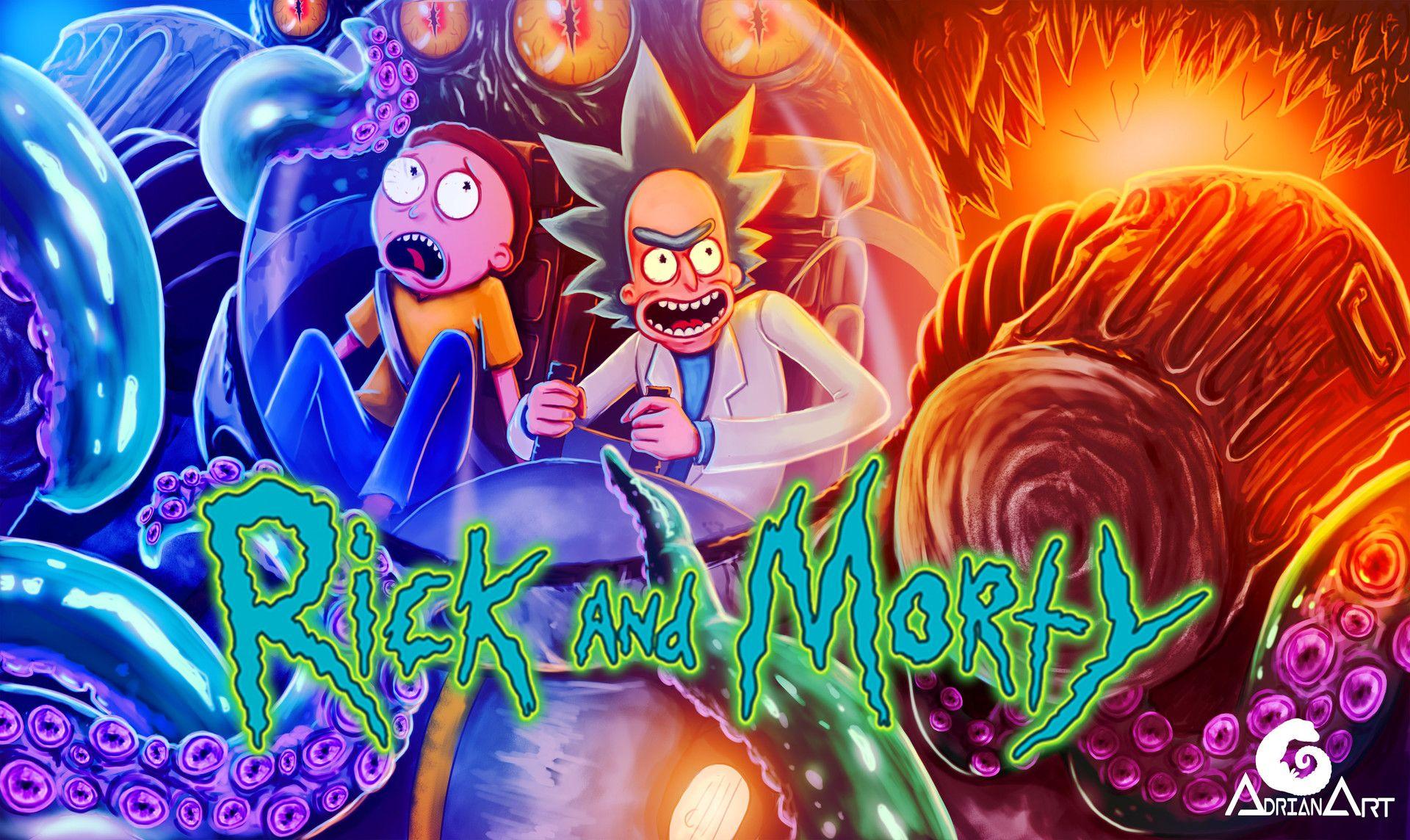 1920x1144 Rick and Morty + Speedpaint, AdrianArt Digital