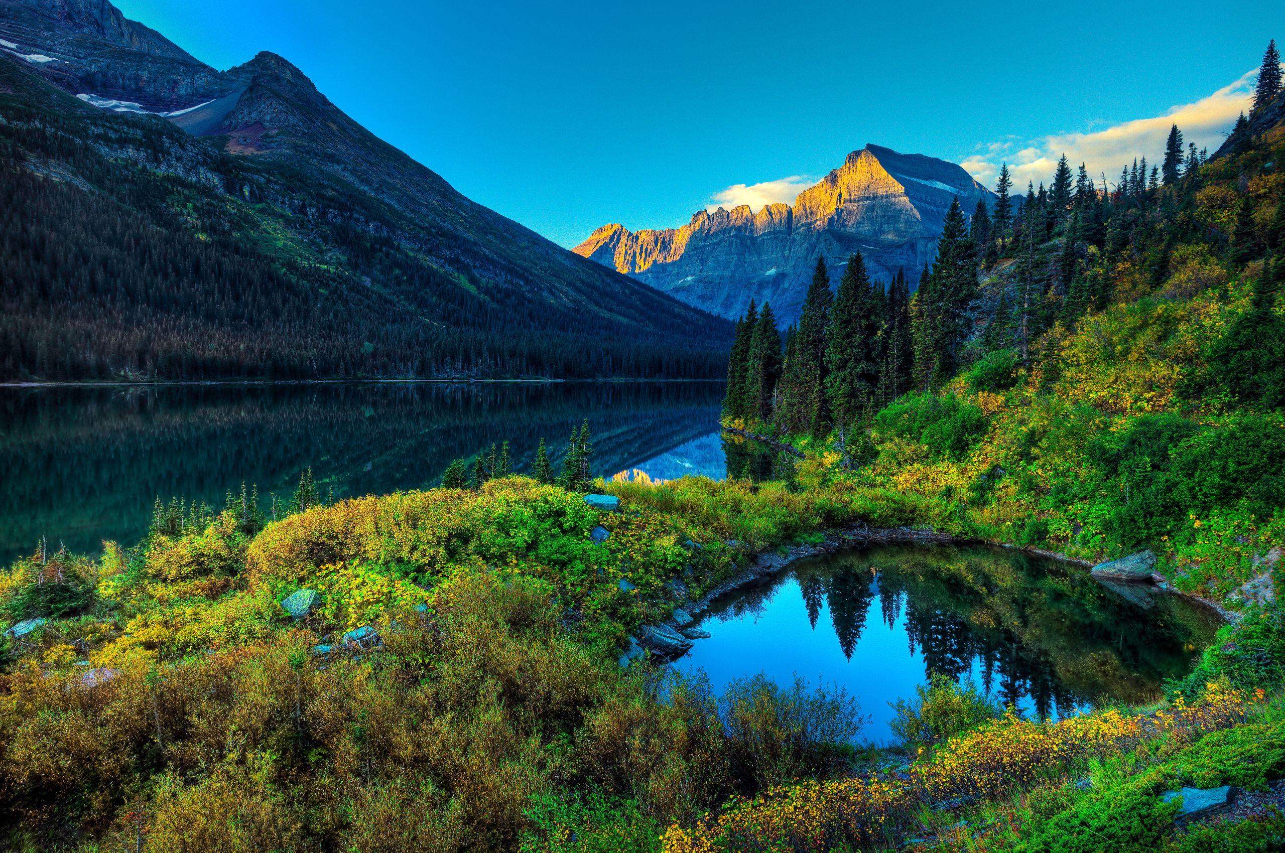 2560x1700 #Mountains, #Spring lake