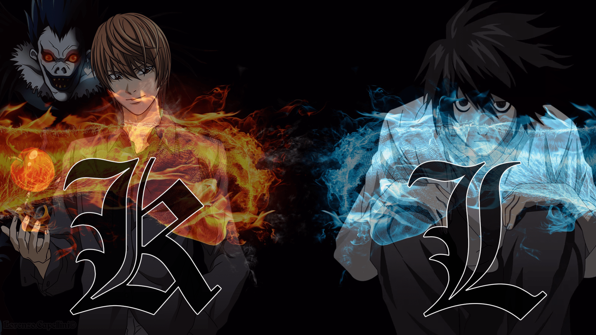 1920x1080 death note wallpaper l and light