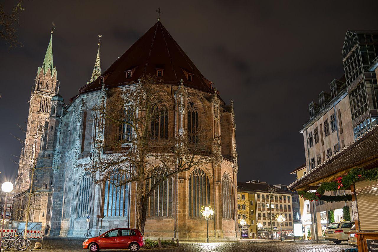 1280x853 Wallpaper Nuremberg Germany Night Temples Street lights Cities
