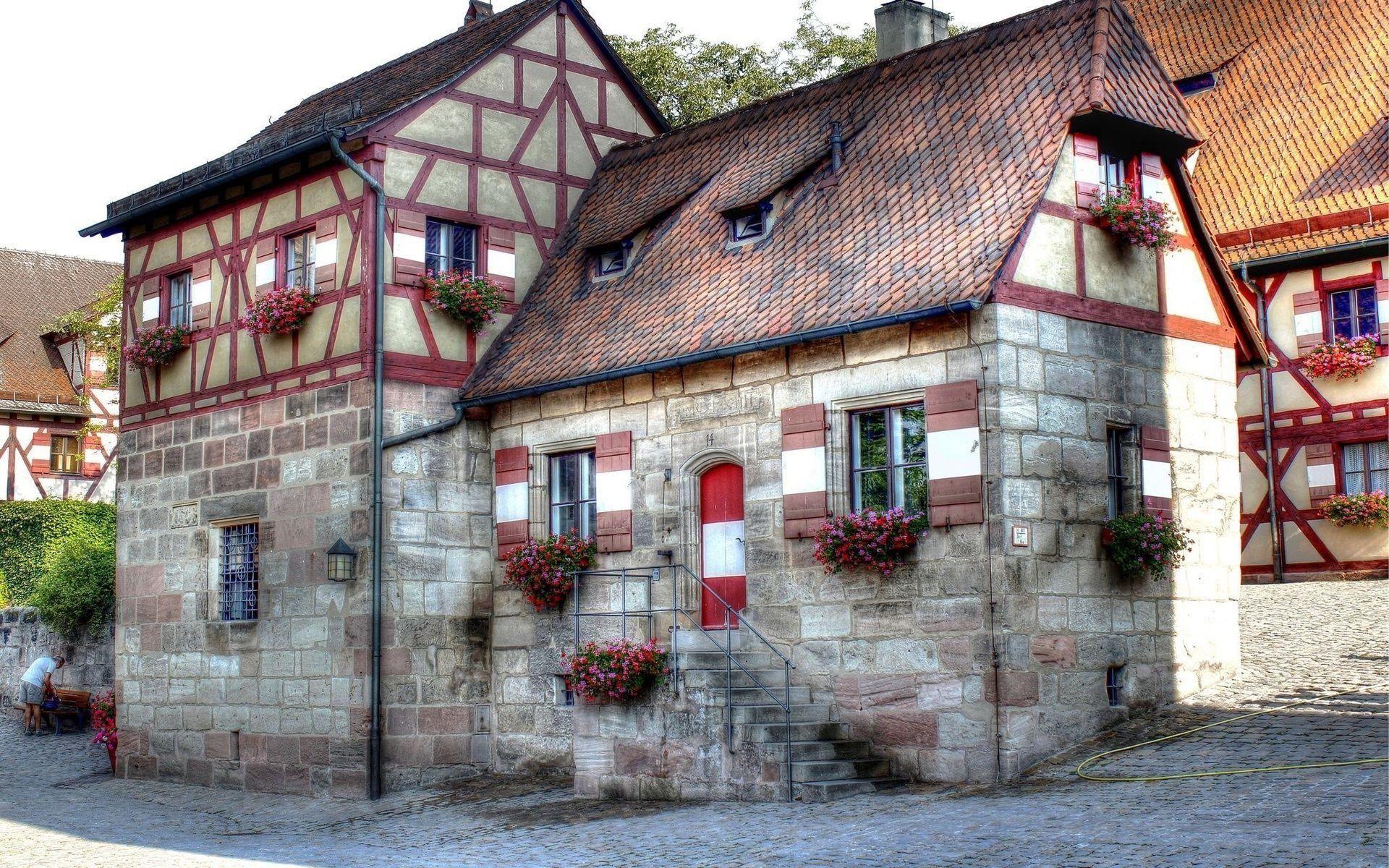 1920x1200 Download Wallpaper Nuremberg, Half Timbered House, Germany
