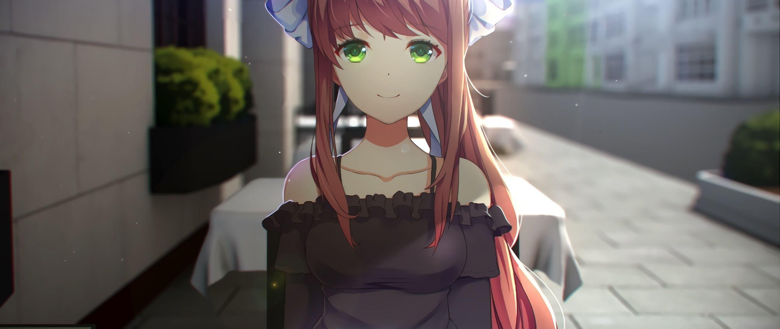 2560x1080 Download 2560x1080 wallpaper cute, monika, doki doki literature