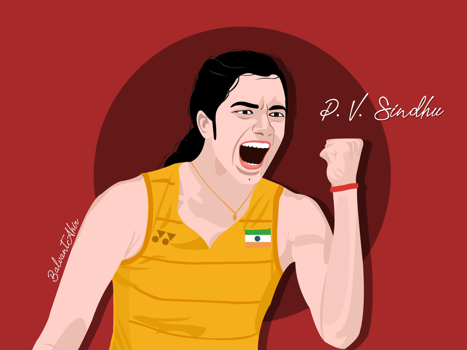 1600x1200 P V Sindhu Vector Art Badminton Champion 2019