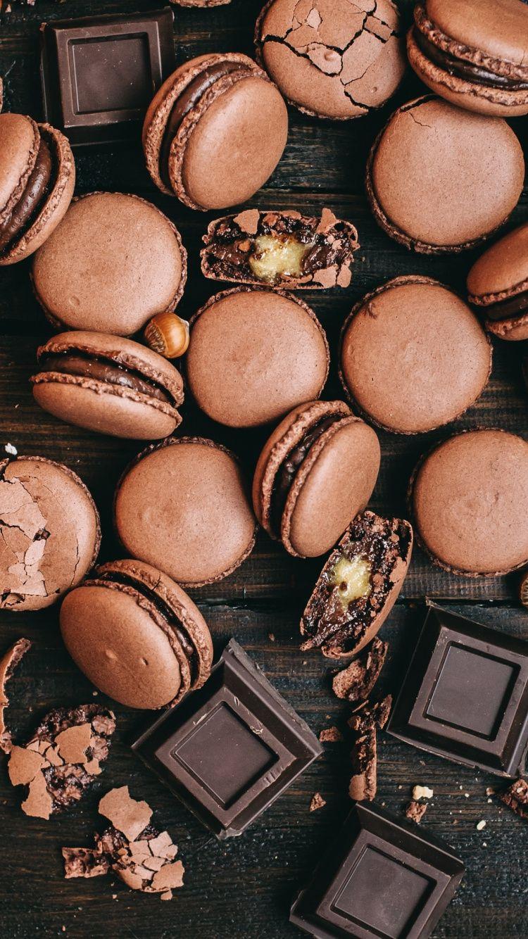 750x1334 Macaron, Brown, Chocolate, Food, Dessert, Wallpaper HD