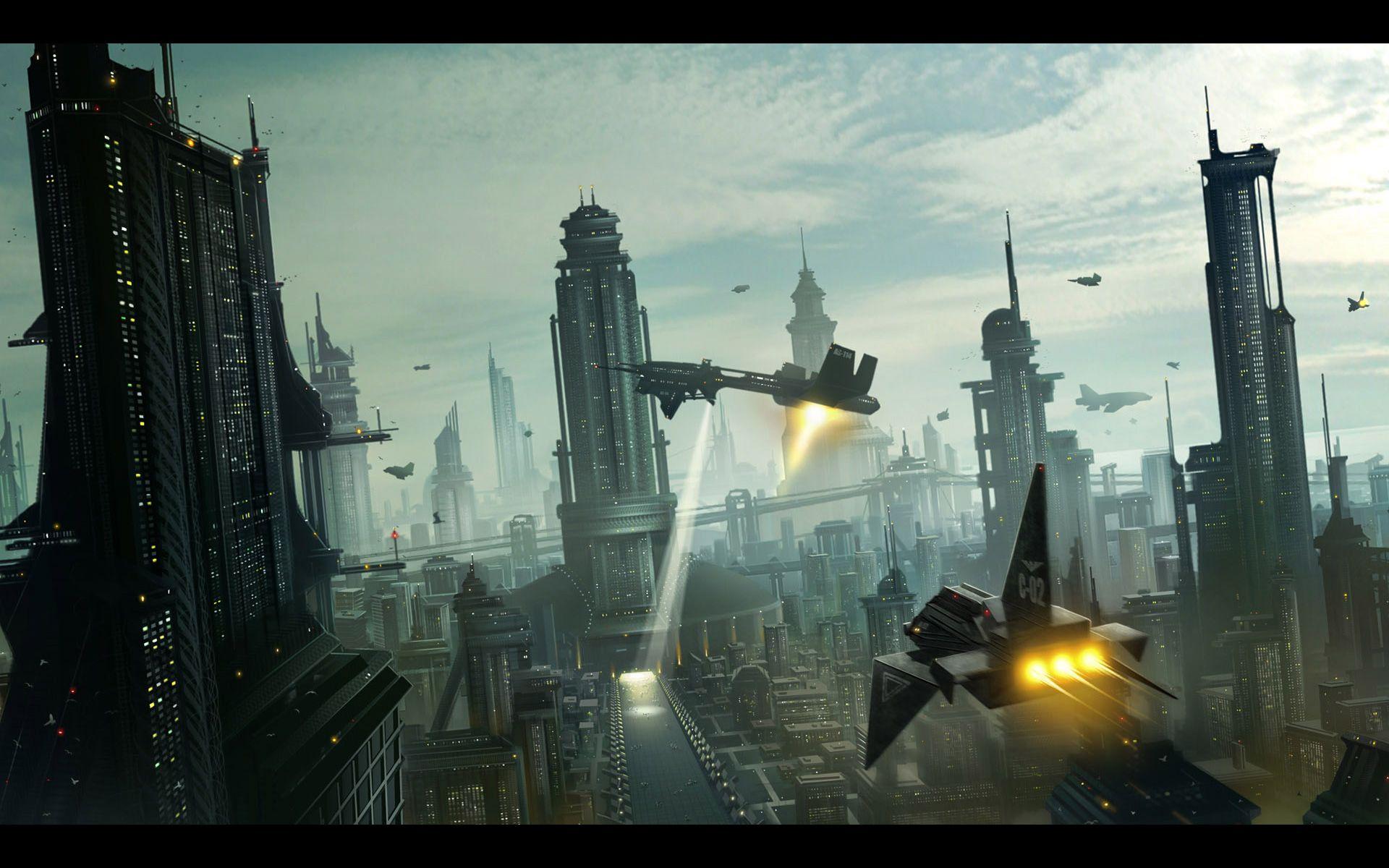 1920x1200 HD Future Cityscape Wallpaper