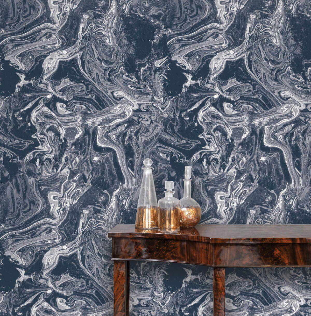 1200x1220 Tokyo Self Adhesive Wallpaper in Celestial Blue design