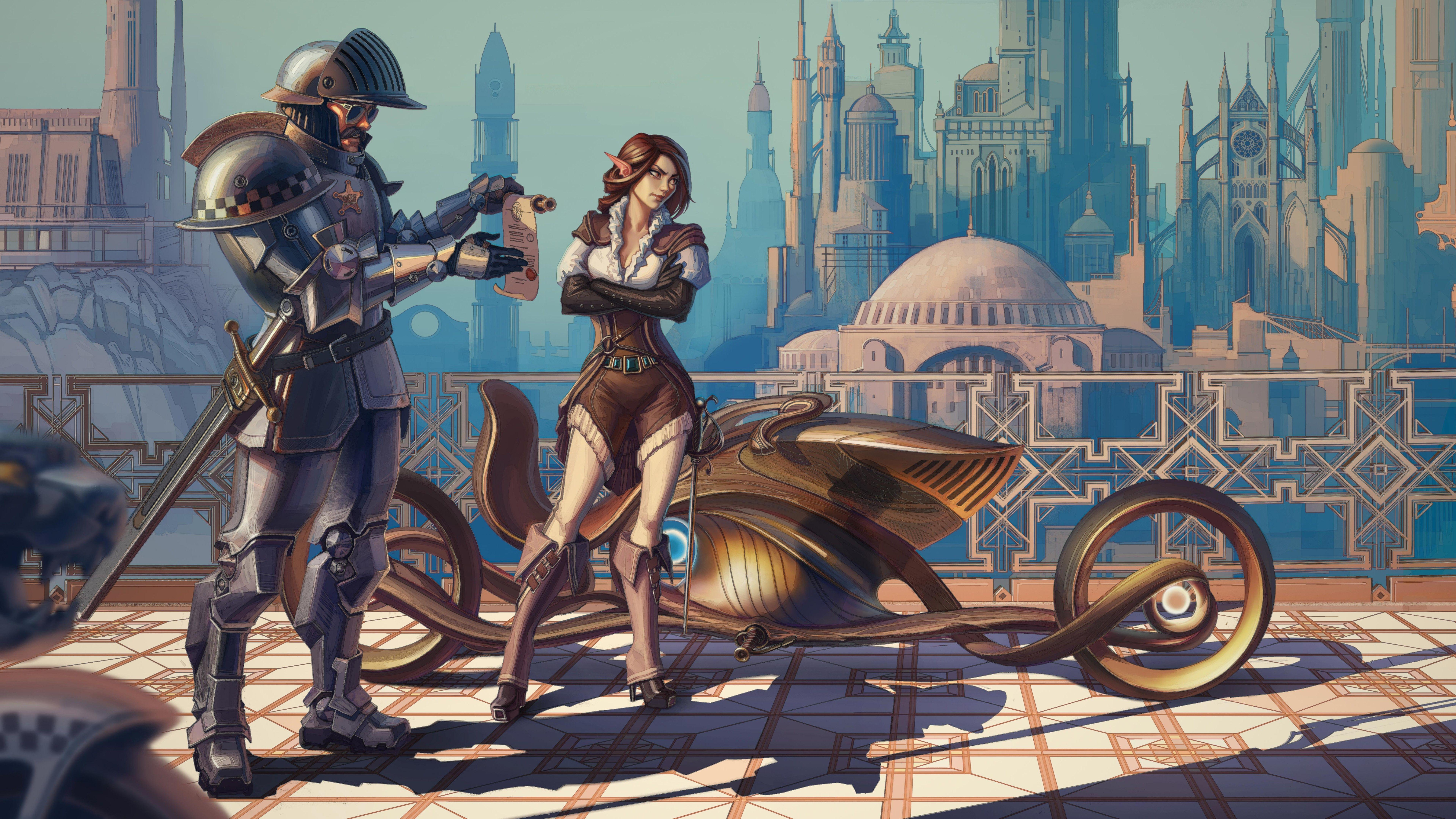 7680x4320 Scifi Girl Cyberpunk Conceptual Bike Artwork 8k HD 4k