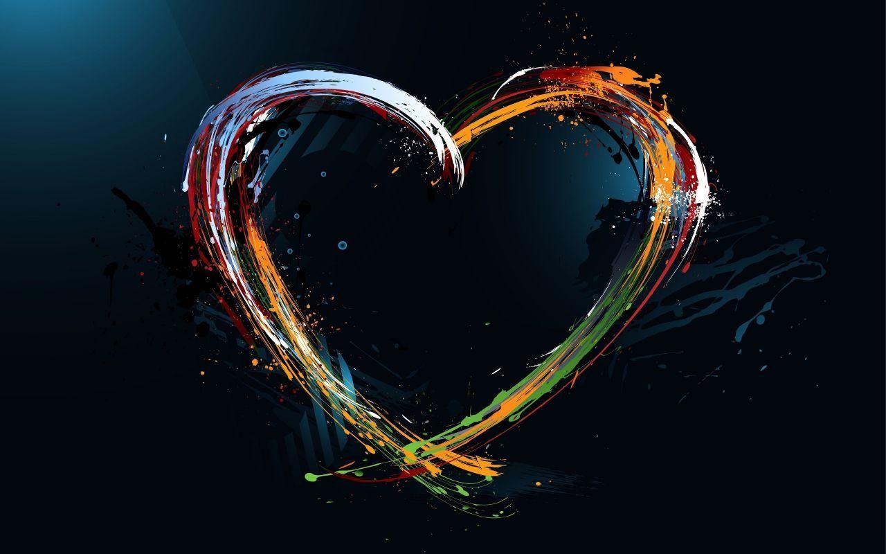 1280x800 3D Heart Paint Brush Splash Wallpaper and Abstract Wallpaper