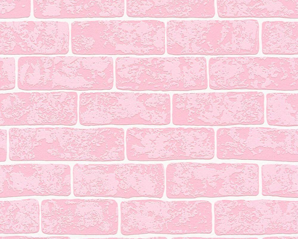 1000x800 Pink Brick Effect Textured Wallpaper By AS Creations<br/><br