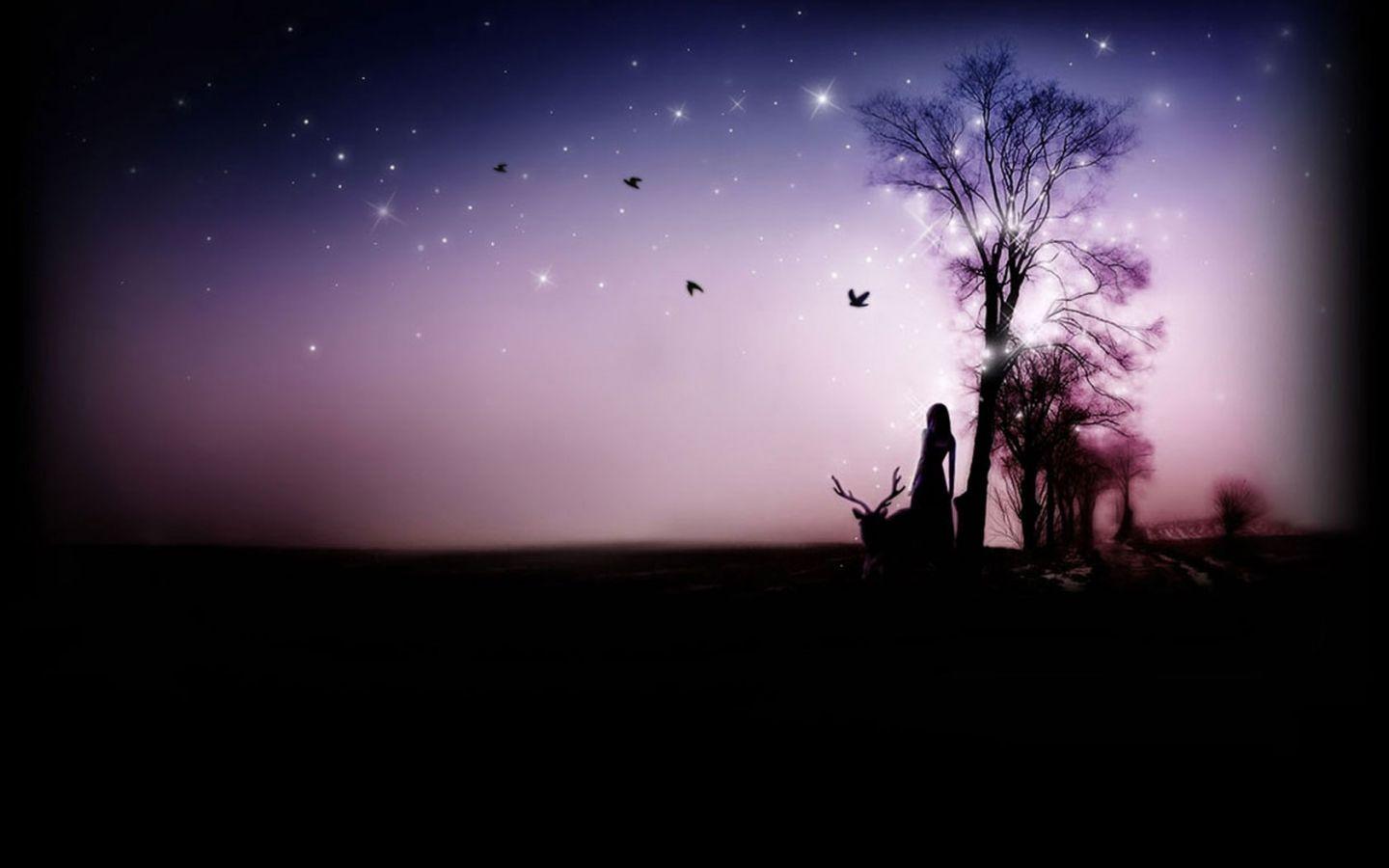 1440x900 Free download Night dream girl illustrator wallpaper comics