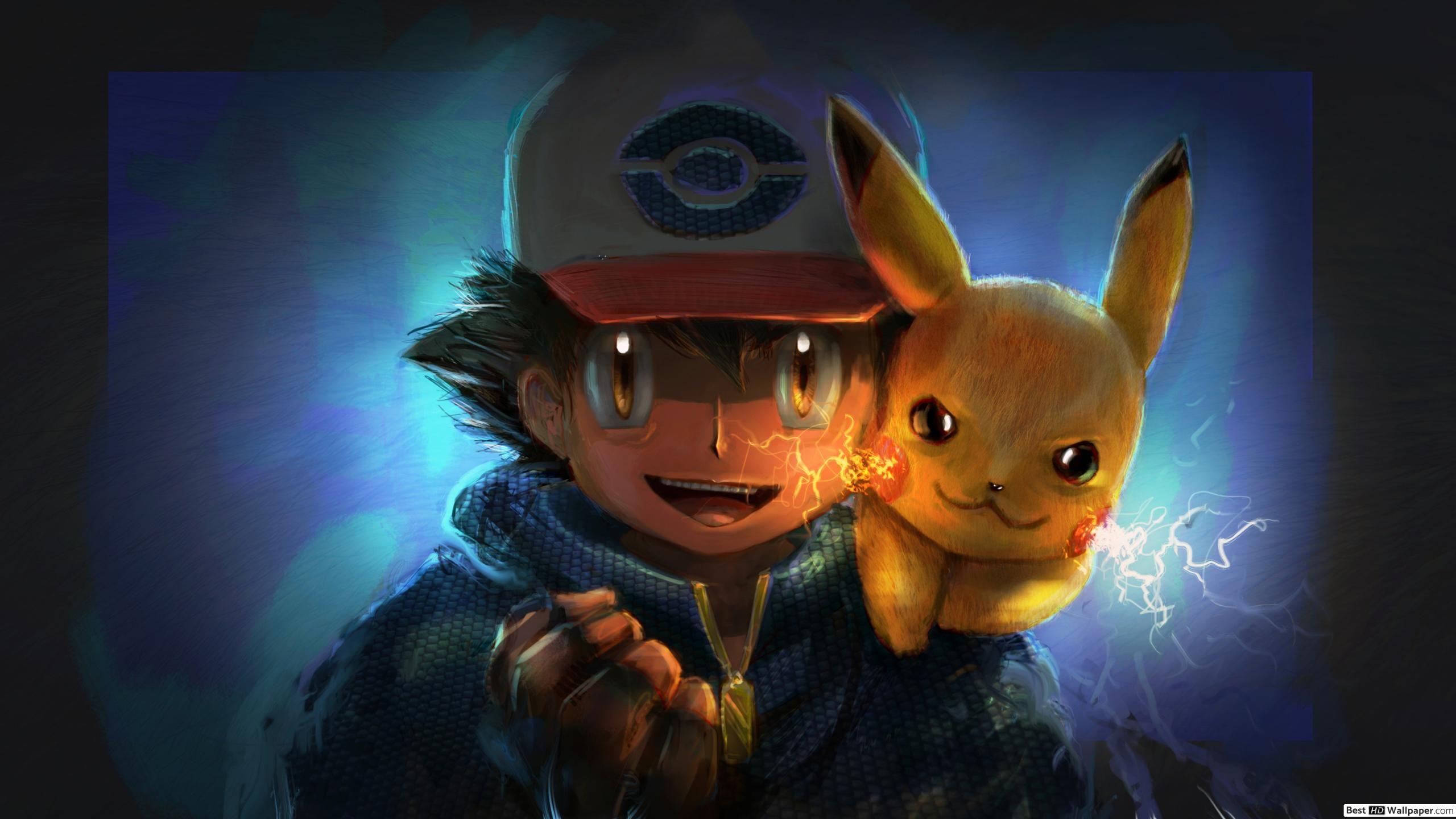 2560x1440 Pokemon Ketchum & Pikachu HD wallpaper download