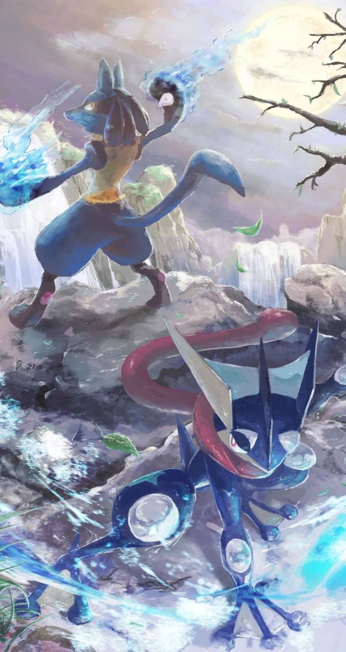 680x1280 Lucario and Greninja wallpaper
