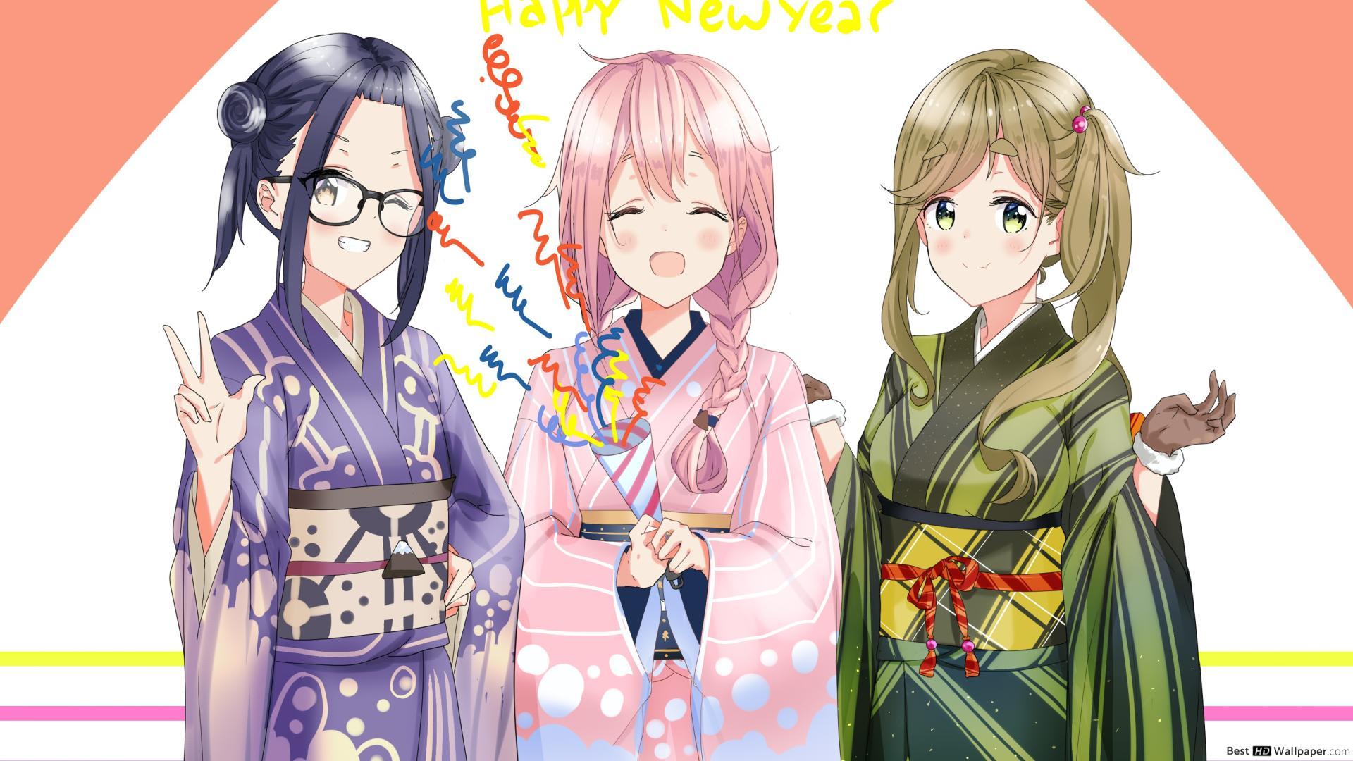 1920x1080 Laid Back Camp Oogaki, Nadeshiko Kagamihara & Aoi Inuyama