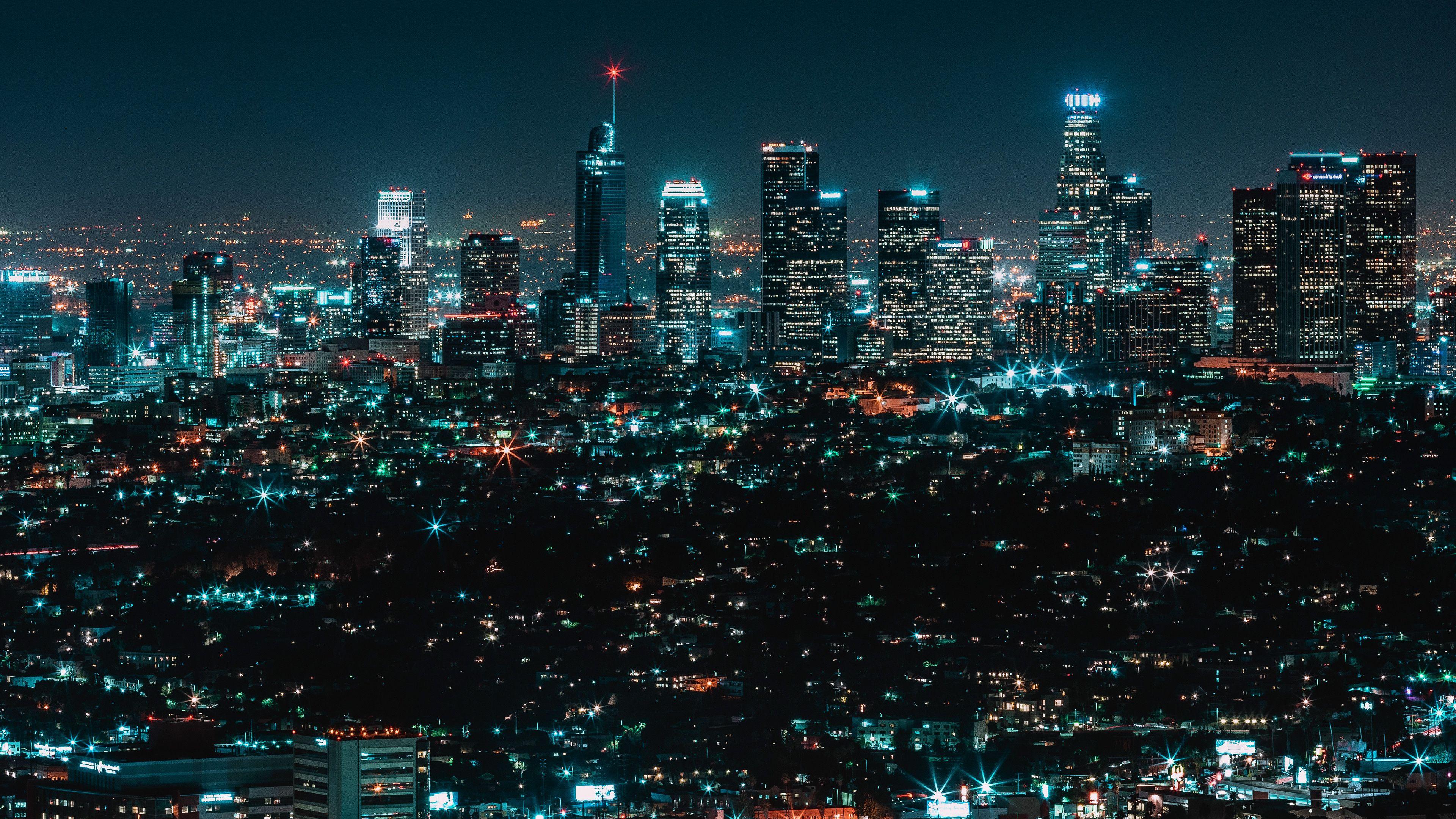 3840x2160 City View Night Architecture Building Dark Newyork Wallpaper