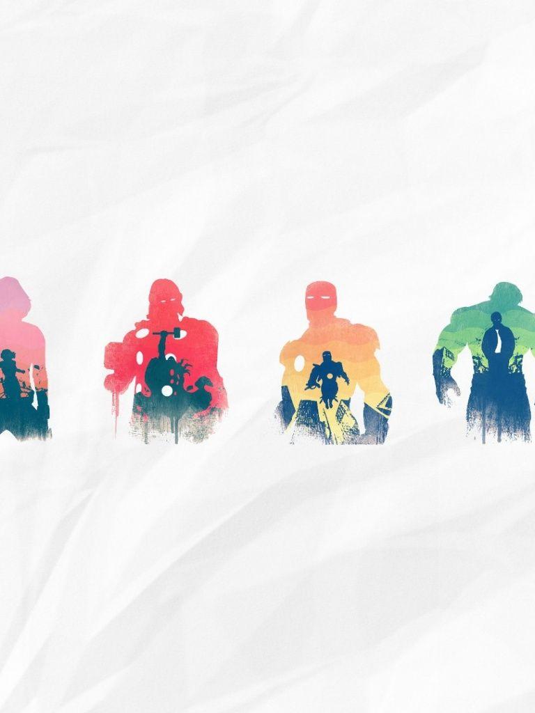 768x1024 The Avengers Silhouettes iPad wallpaper