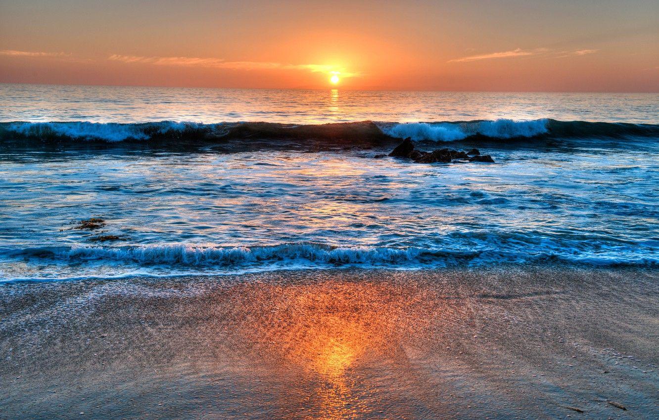 Beach Sunset Waves Desktop Wallpapers - Top Free Beach Sunset Waves ...