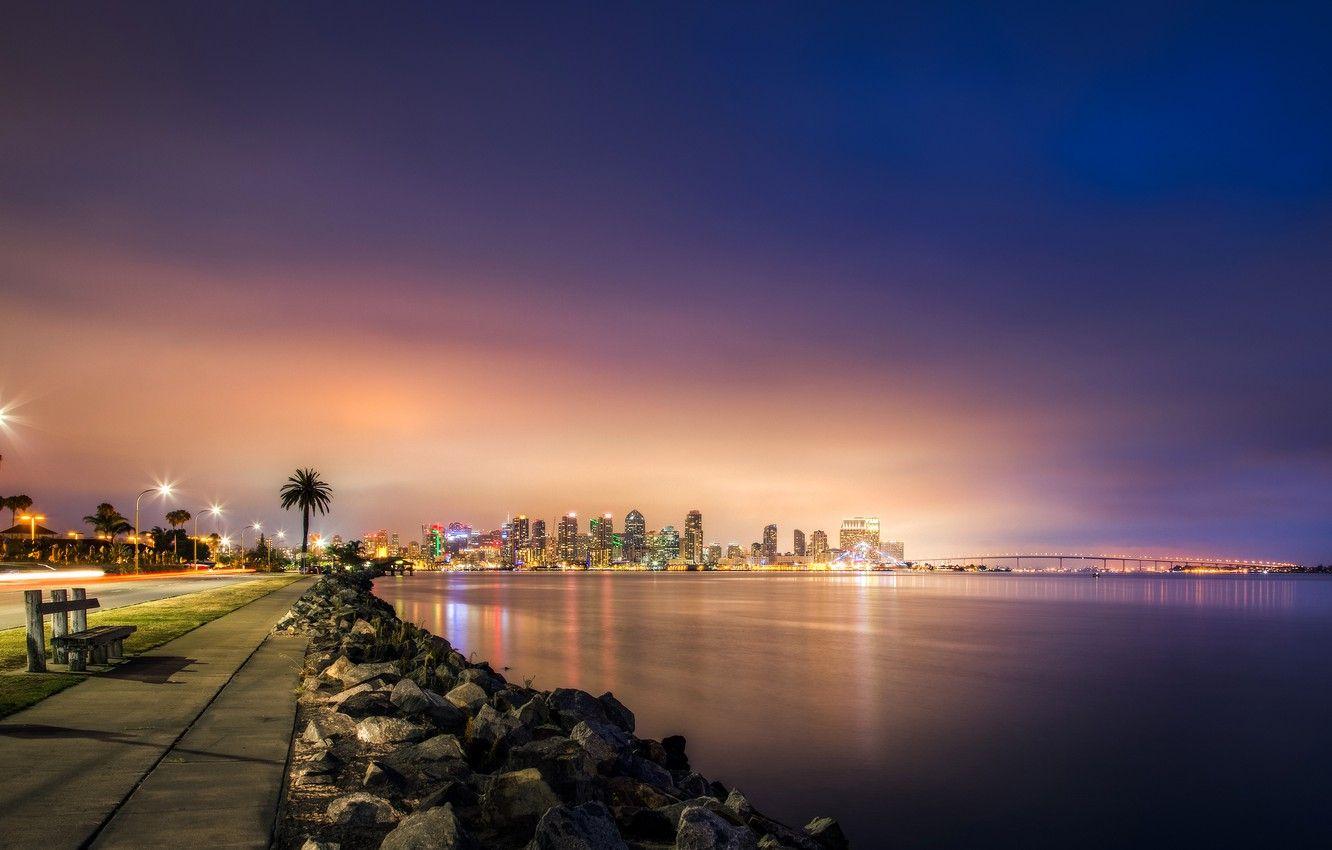1332x850 Wallpaper skyscrapers, bridge, the sidewalk, road, San Diego
