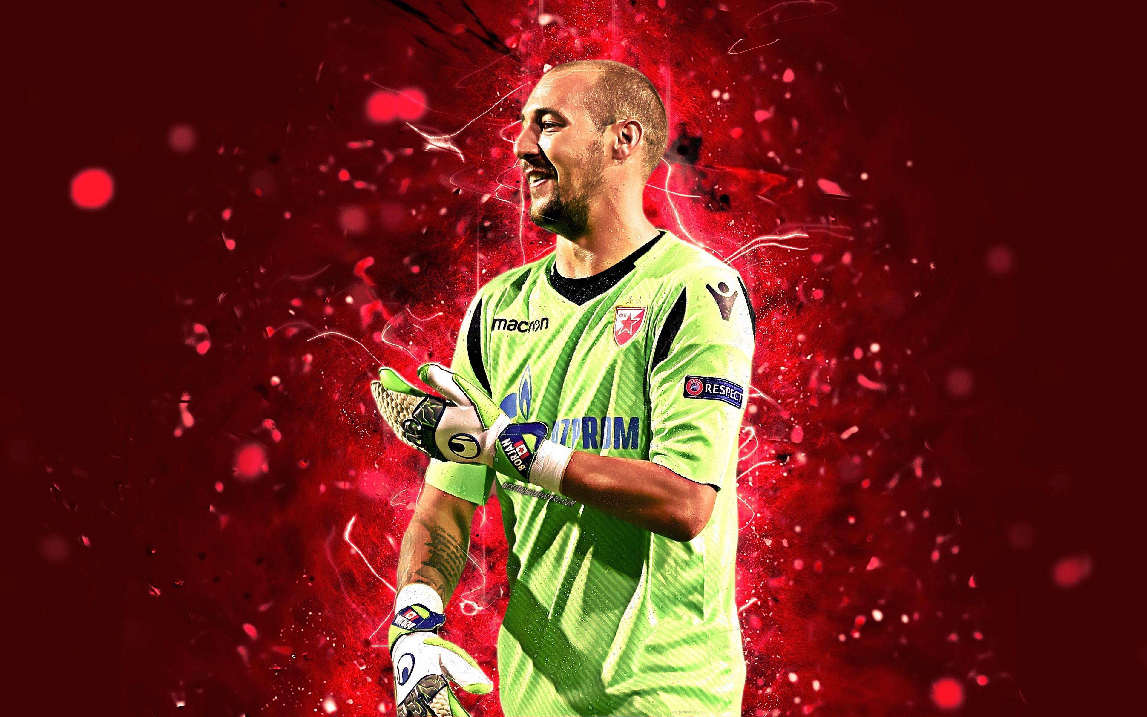3840x2400 Download wallpaper Milan Borjan, 4k, abstract art, Crvena Zvezda