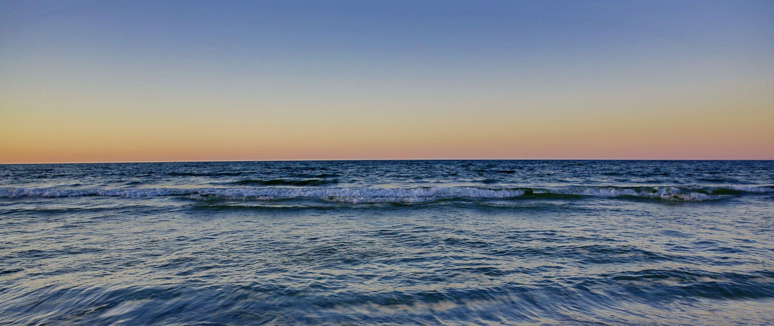 2560x1080 Download Baltic Sea, 4k, 5k wallpaper, 8k, Ostsee, sunset, waves