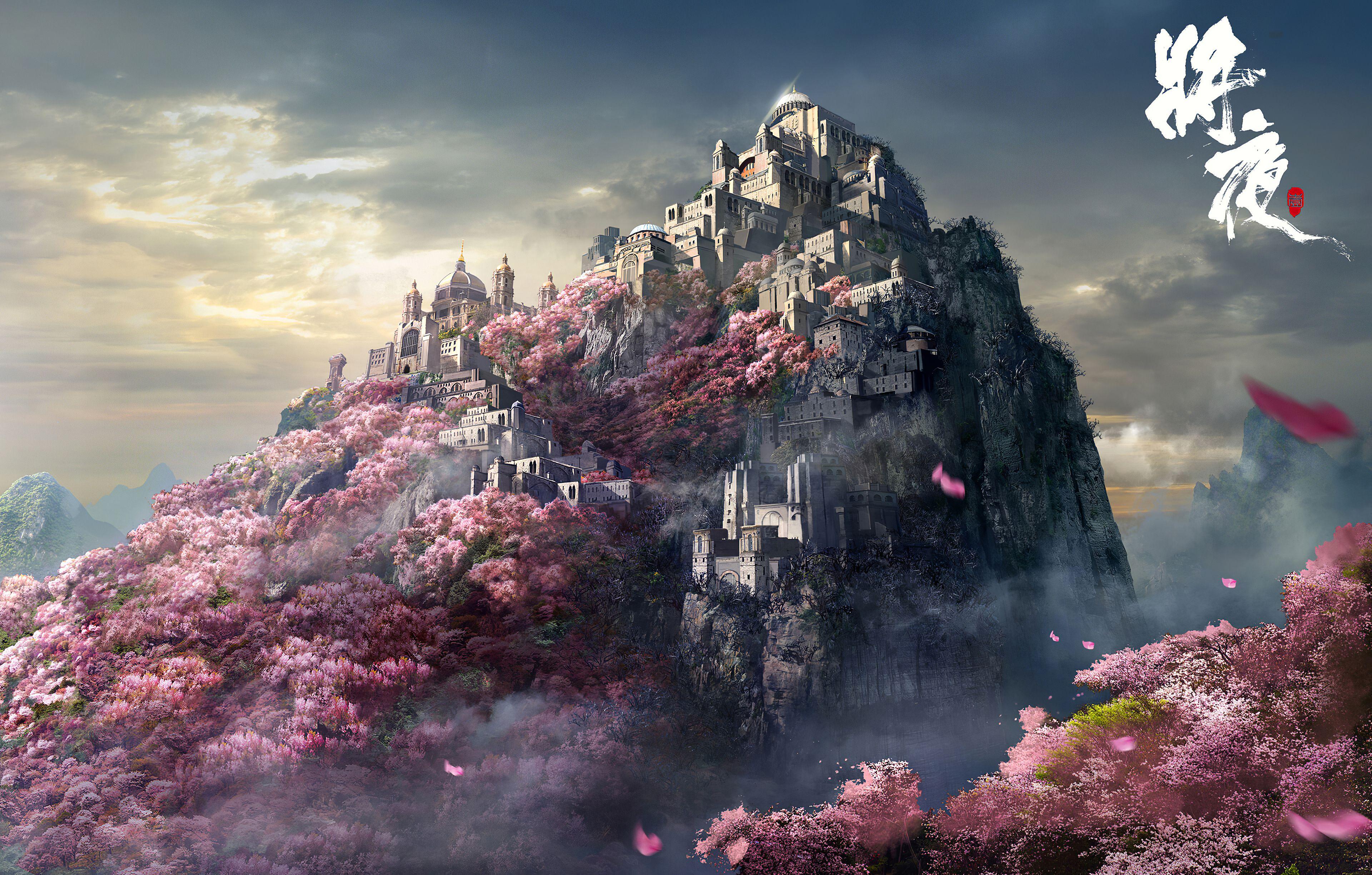 3840x2450 Mountain Castle Japan 4k, HD Artist, 4k Wallpaper, Image, Background, Photo and Picture