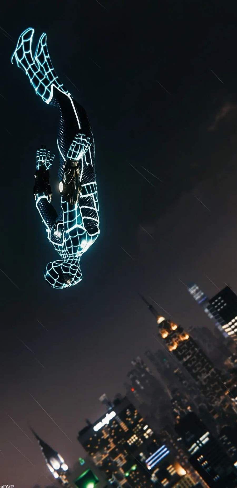 900x1850 Spider Man Neon Glow IPhone Wallpaper. Marvel wallpaper