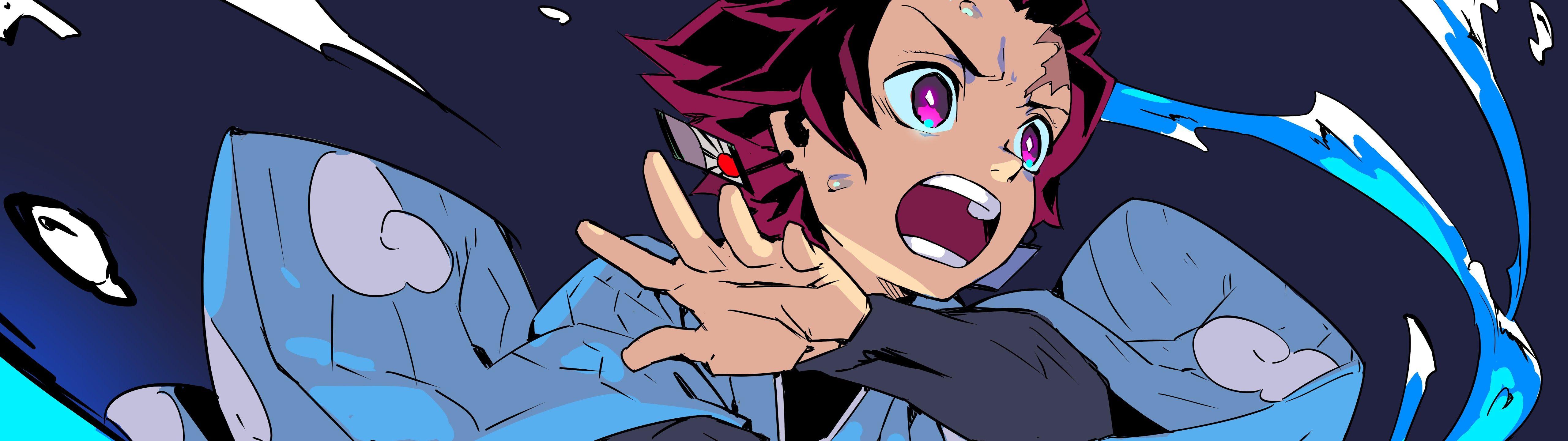 5120x1440 Tanjirou Kamado Kimetsu No Yaiba hình nền 8K