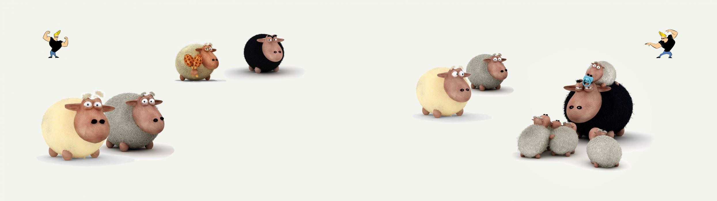 2489x700 OwdLarrd Funny Sheep Cartoon Sheep wallpaperx1440