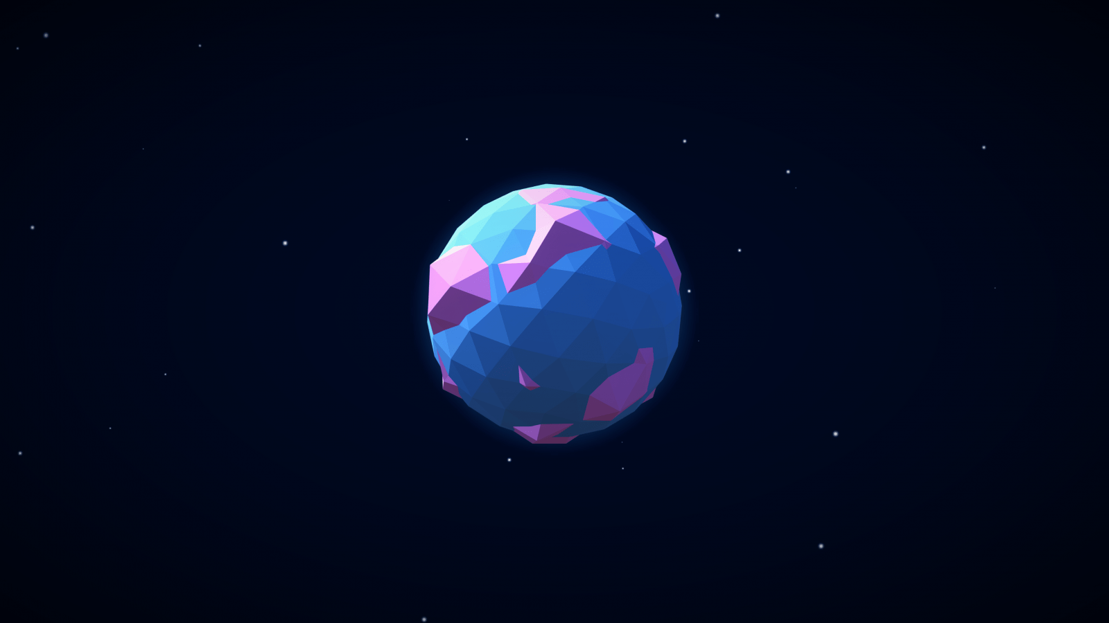 1600x900 Download 1600x900 Planet, Low Poly, Galaxy, Stars, 3D Wallpaper