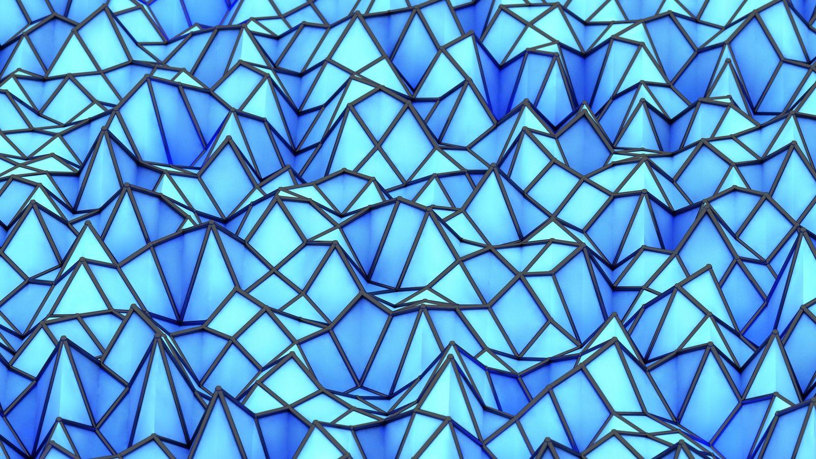 1600x900 Download wallpaper 1600x900 structure, relief, 3D, volume, blue