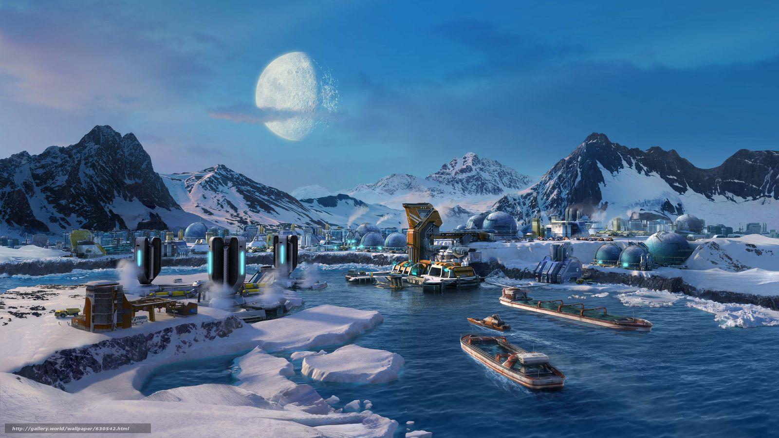 1600x900 Download wallpaper Anno Arctic, colony free desktop