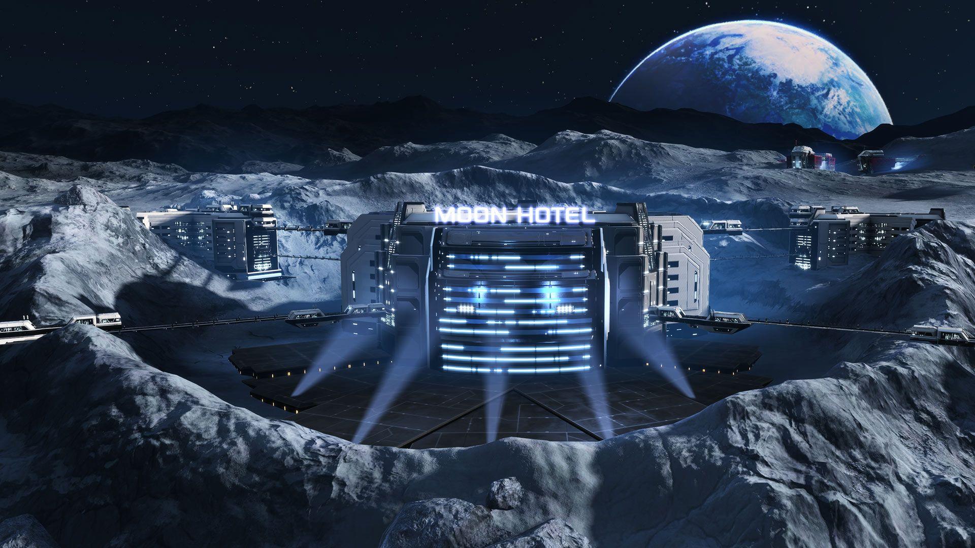 1920x1080 Moon hotel. Wallpaper from Anno 2205