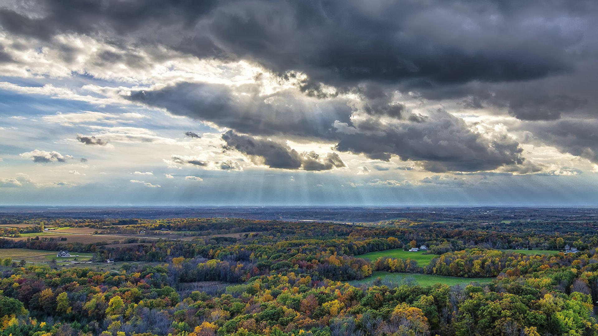 1920x1080 Photos USA Wisconsin Thundercloud Nature Autumn Sky forest 1920x1080