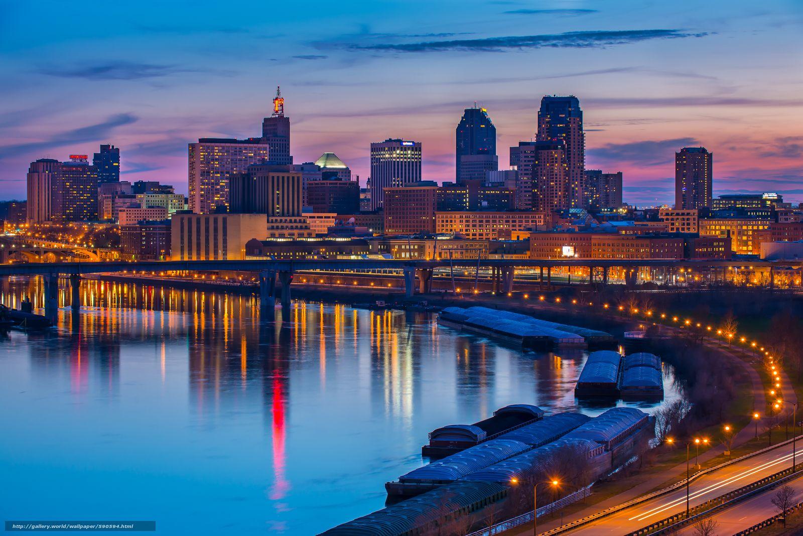 1600x1068 Download wallpaper Wisconsin, Mississippi River, city free desktop