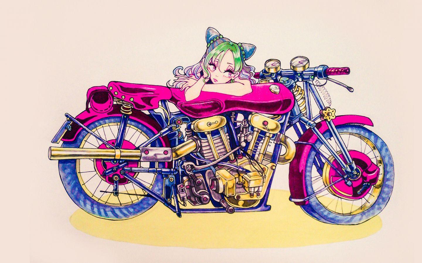1440x900 Download 1440x900 wallpaper bike, anime girl, jolyne cujoh, jojo's