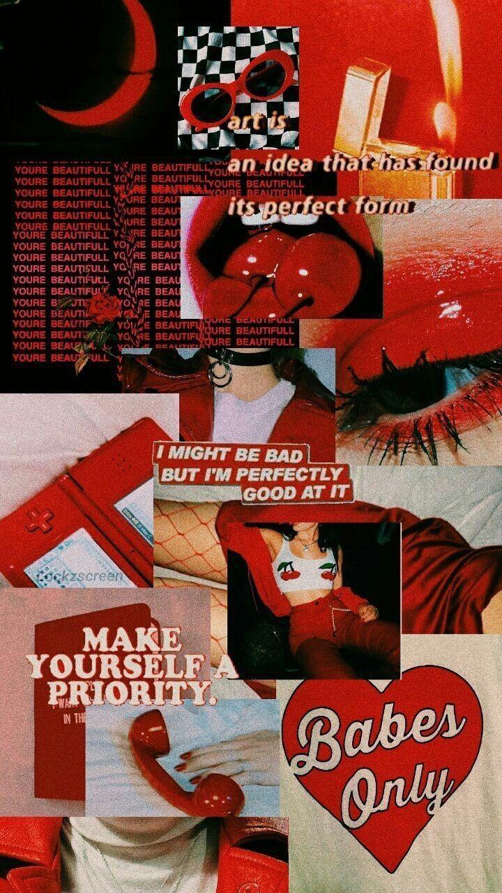 Light Red Aesthetic Collage Wallpaper Laptop - Garoto Reclamao