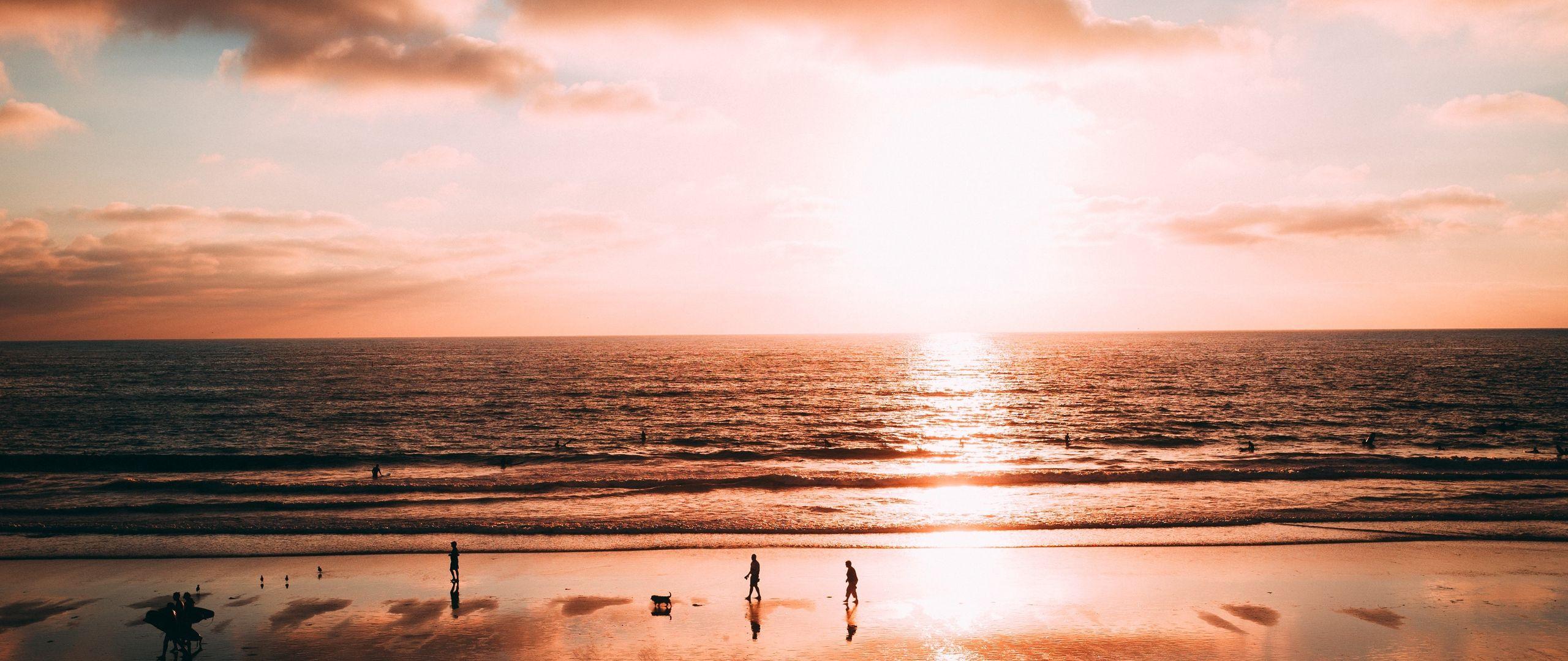2560x1080 Download wallpaper 2560x1080 ocean, sunset, shore, la jolla, san