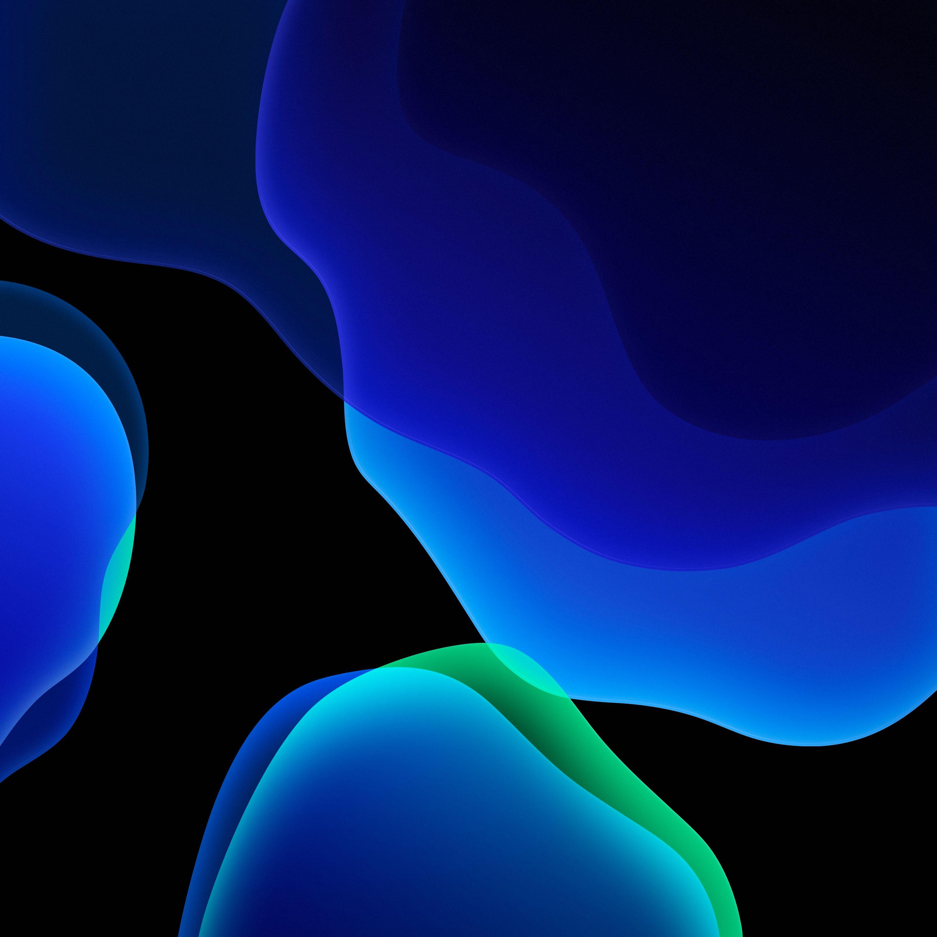 3208x3208 Wallpaper iOS iPadOS, Dark mode, Blue, Gradient, HD, Abstract