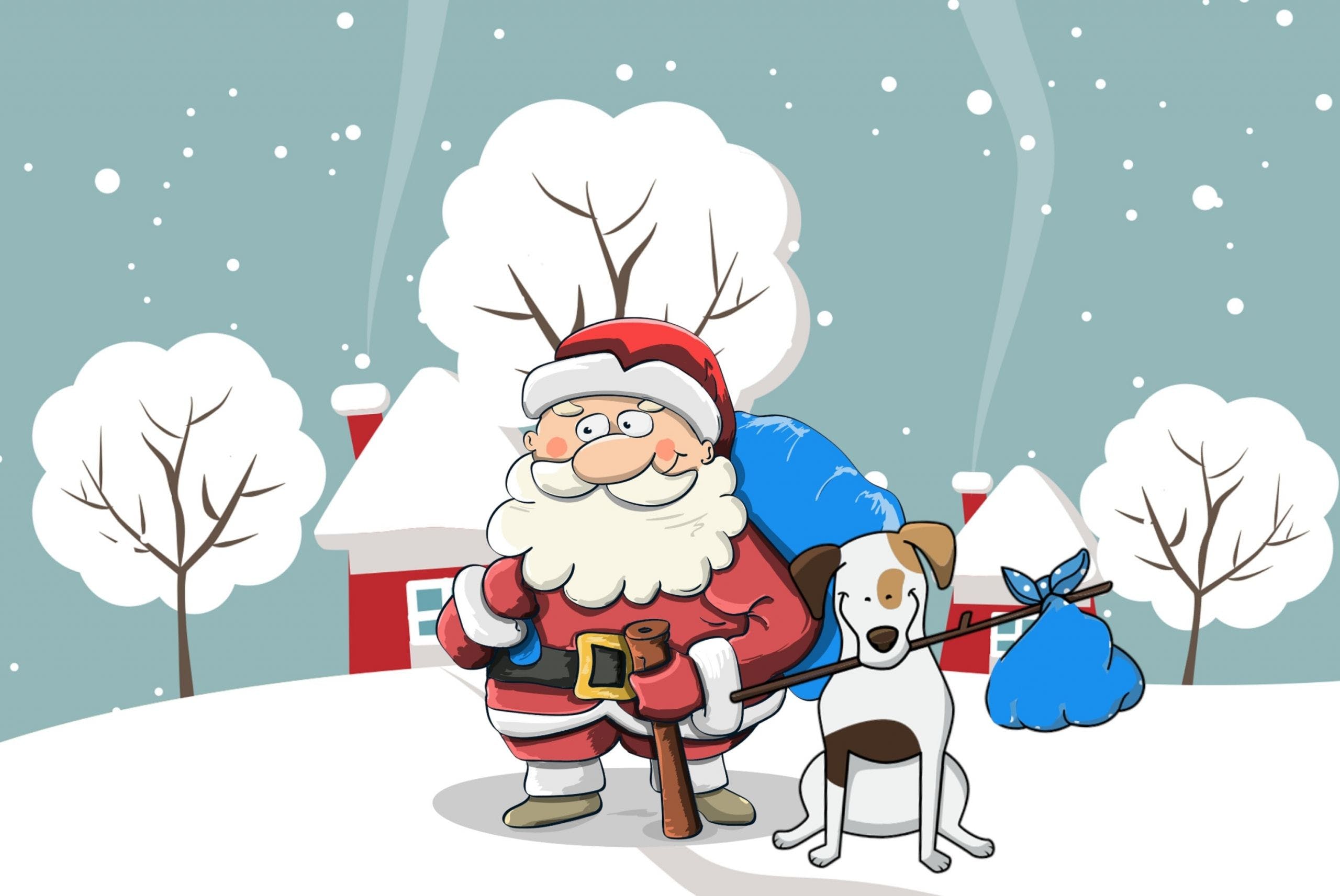 2560x1713 HD Christmas Santa Dog Wallpaper