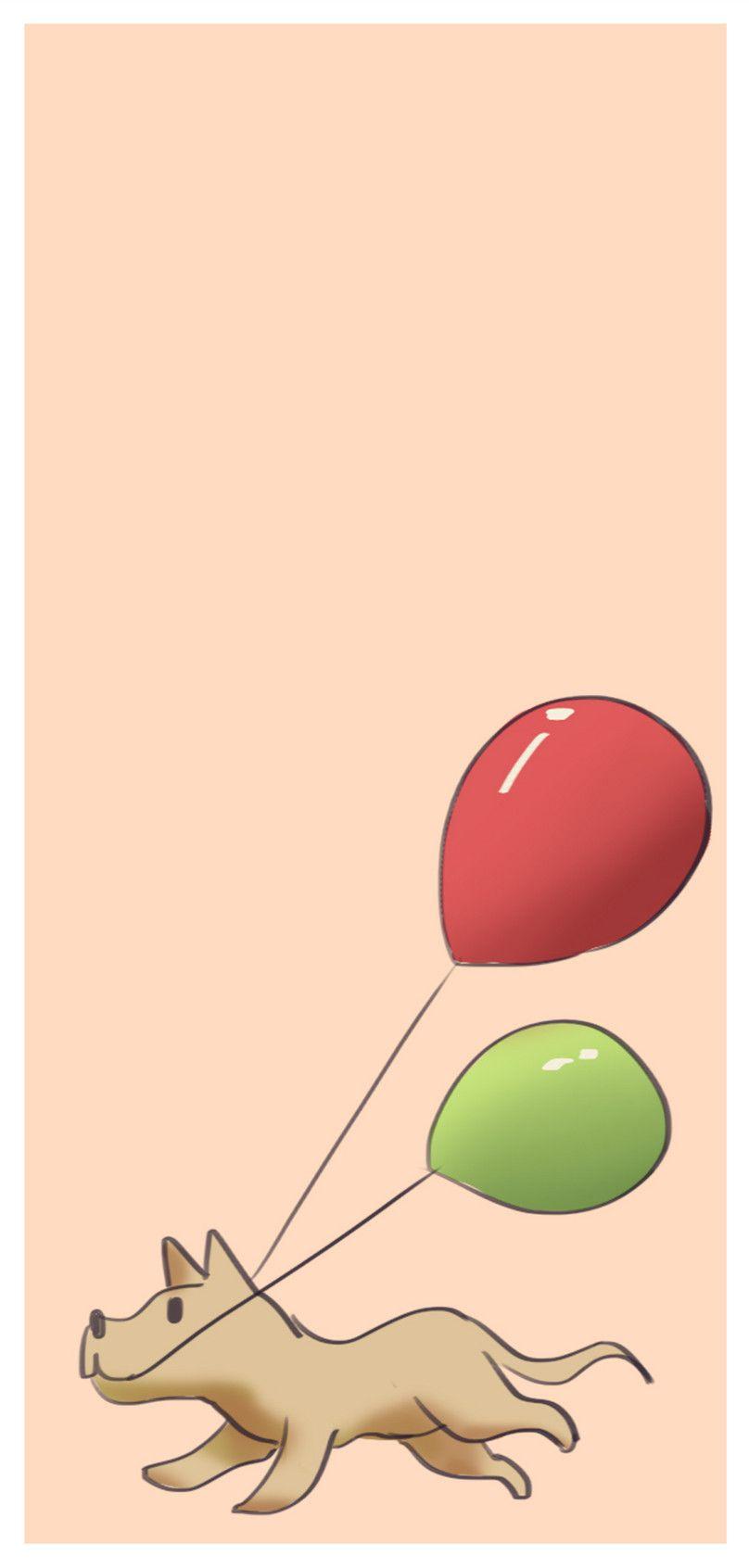 808x1692 Dog and balloon phone wallpaper background image_picture free