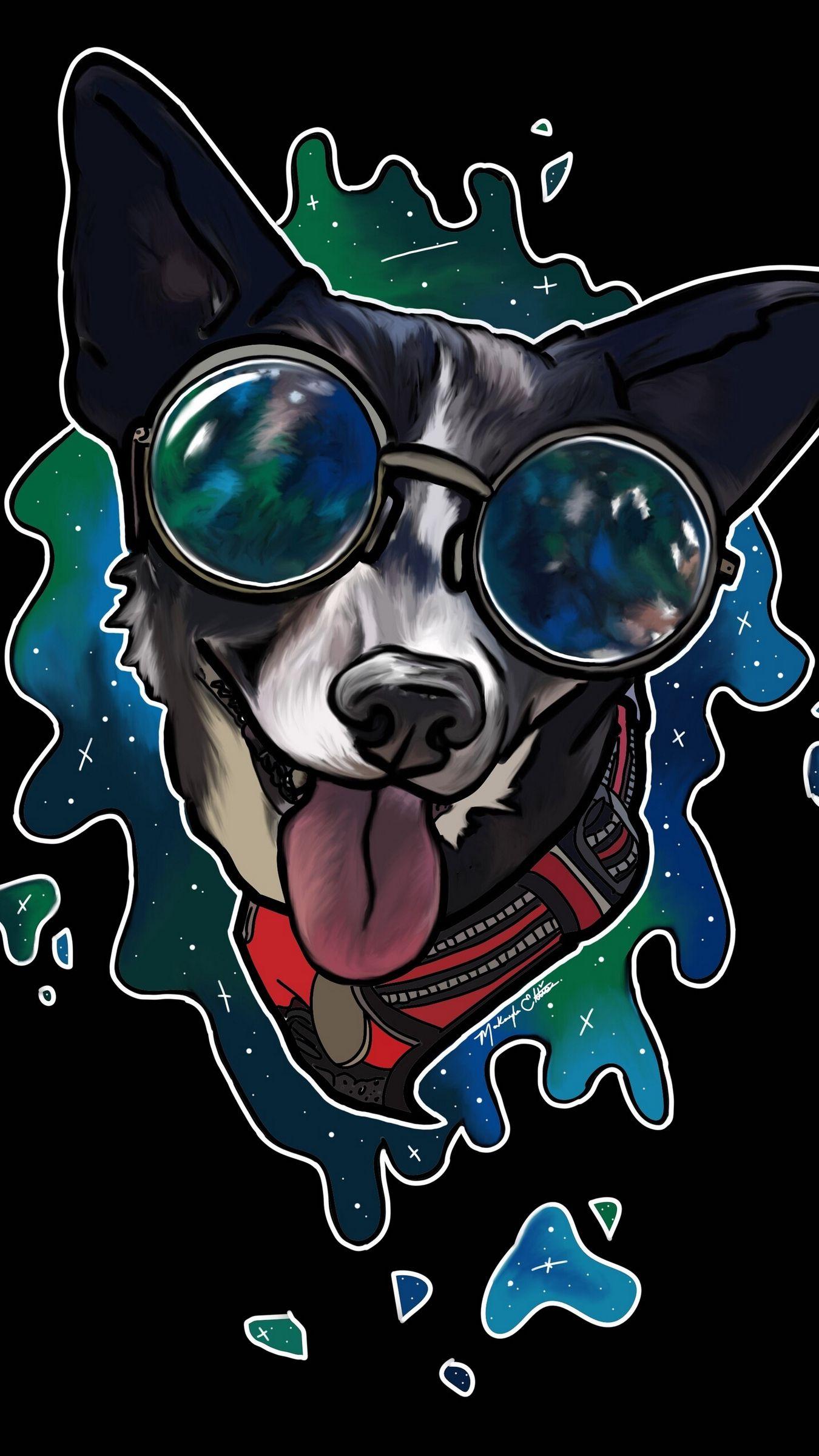 1350x2400 Download wallpaper 1350x2400 dog, tongue protruding, sunglasses