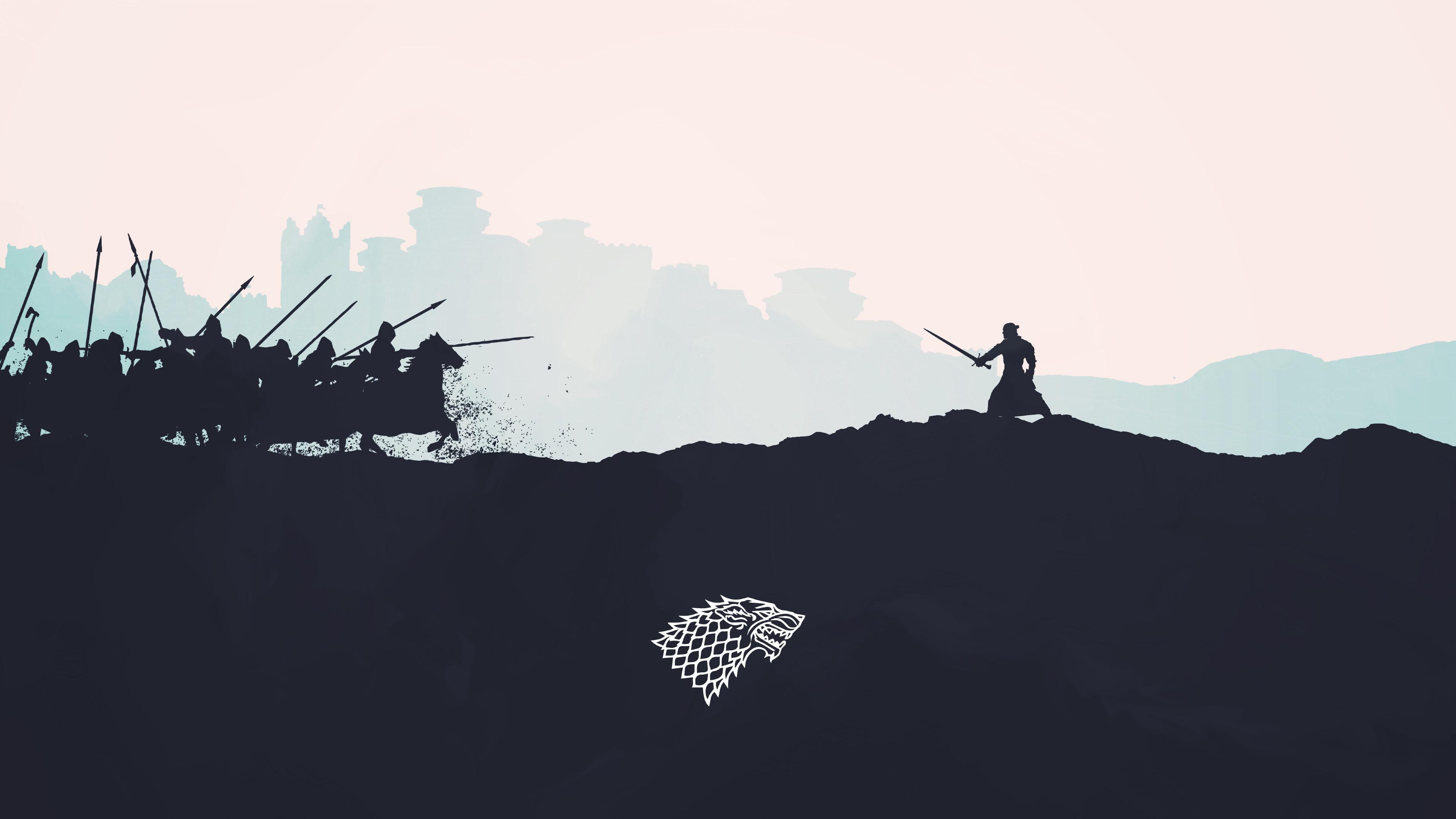 3840x2160 Game of Thrones House of Stark Logo Minimalist 4K