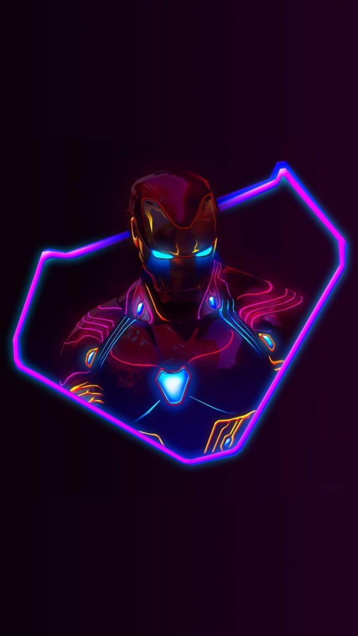 696x1237 A minimalistic Neon Themed Iron Man wallpaper for Stark fans