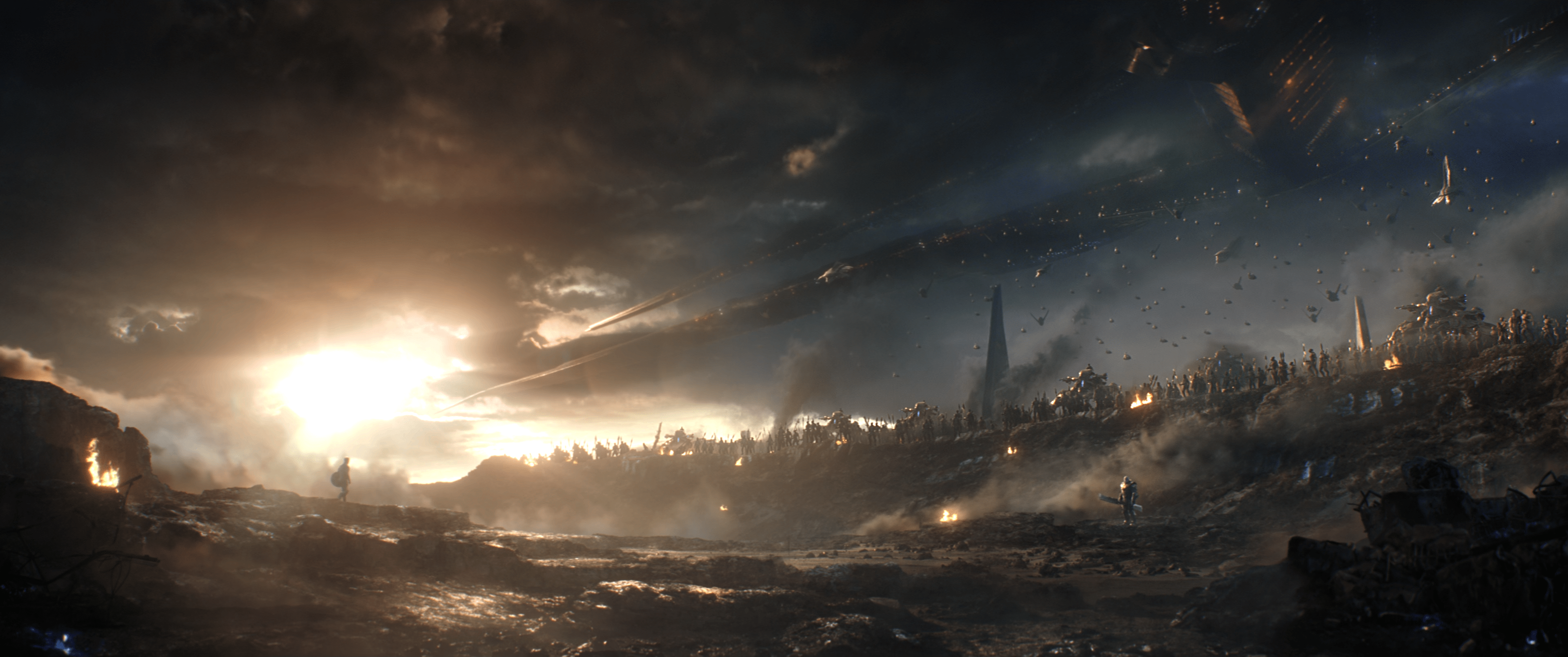 3840x1608 4K image America against Thanos and his army