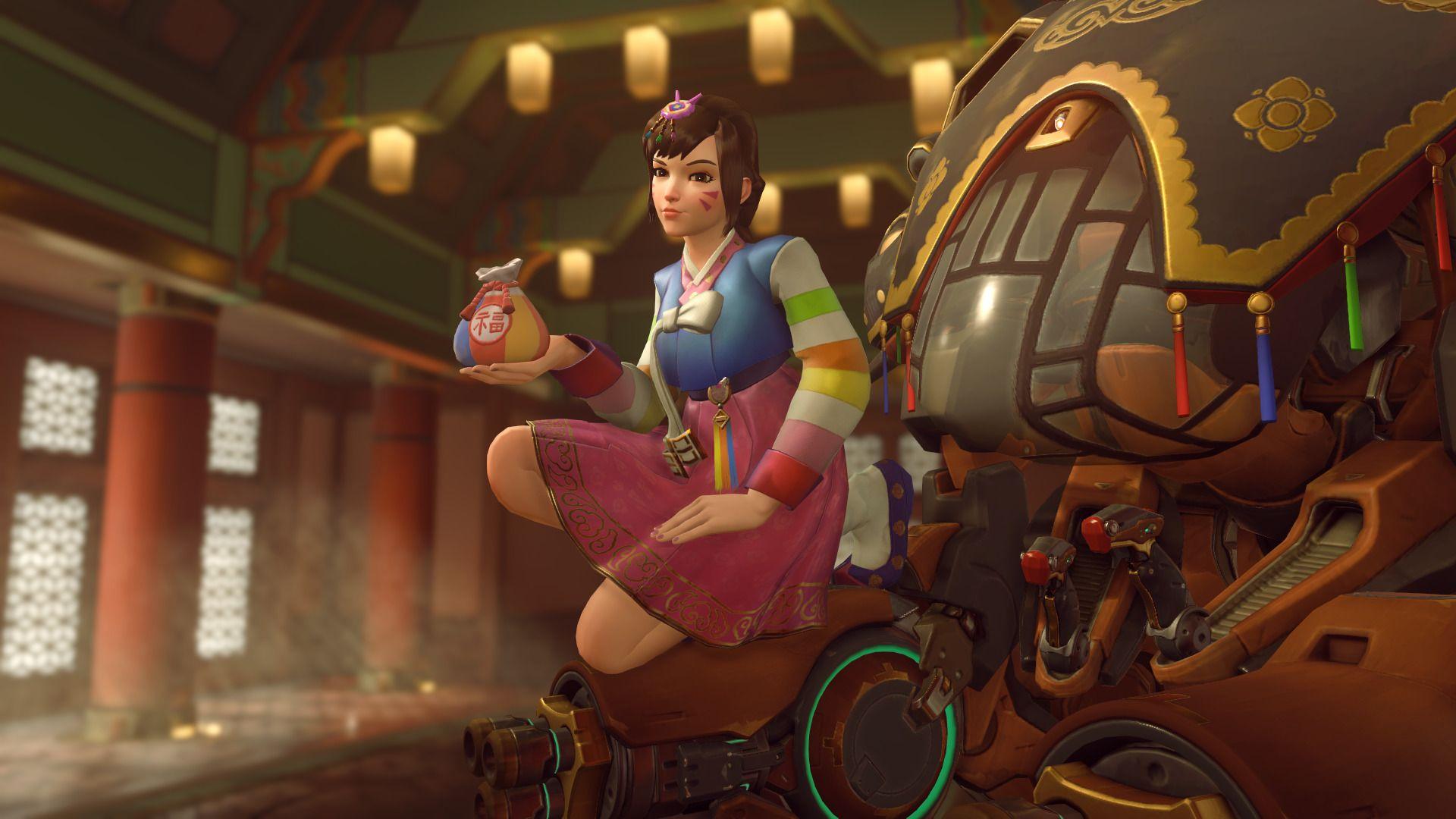 1920x1080 Overwatch, D.Va (Overwatch), Hanbok, Holiday Wallpaper HD