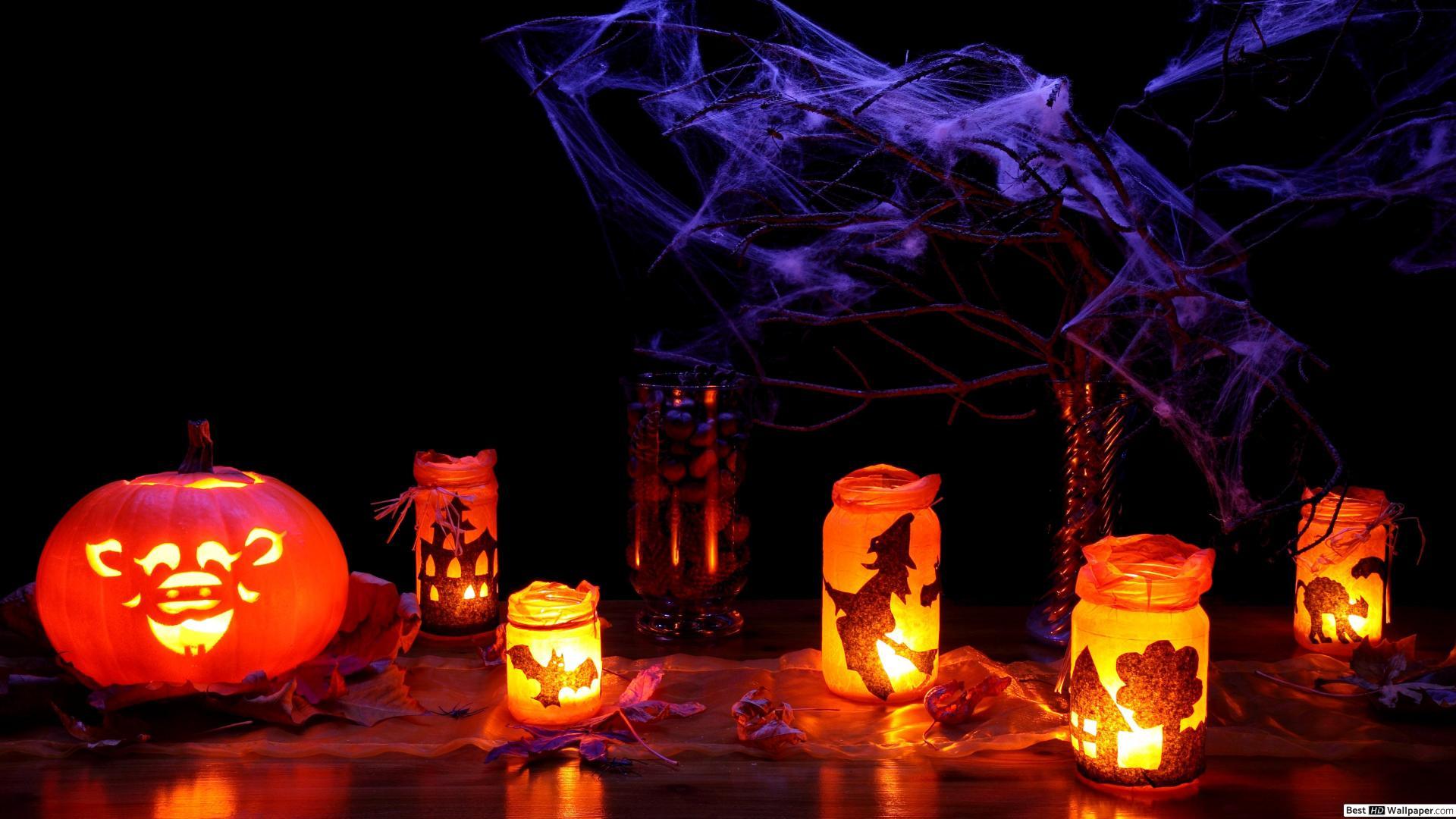 1920x1080 Halloween jar lights HD wallpaper download