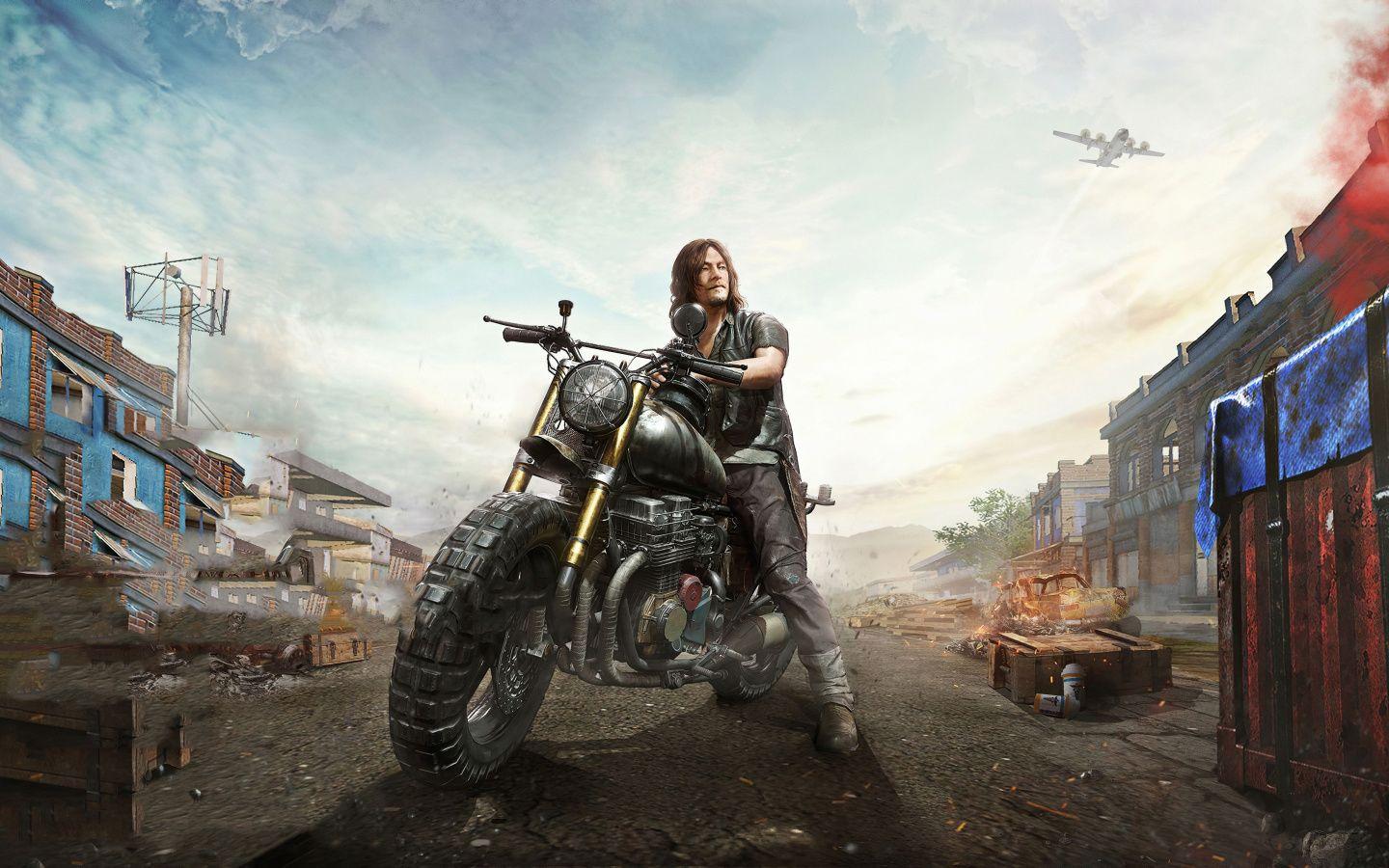1440x900 Download Daryl Dixon, PUBG, Mobile game, The Walking Dead, artwork
