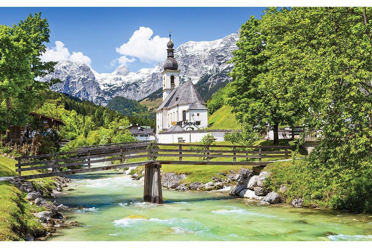 1200x800 Wallpaper mural Alps beautiful mountain view and church