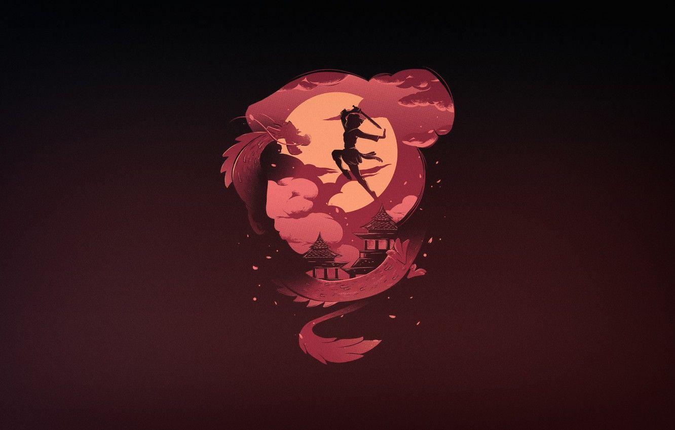 1332x850 Photo Wallpaper Minimalism, Warrior, China, Art, By