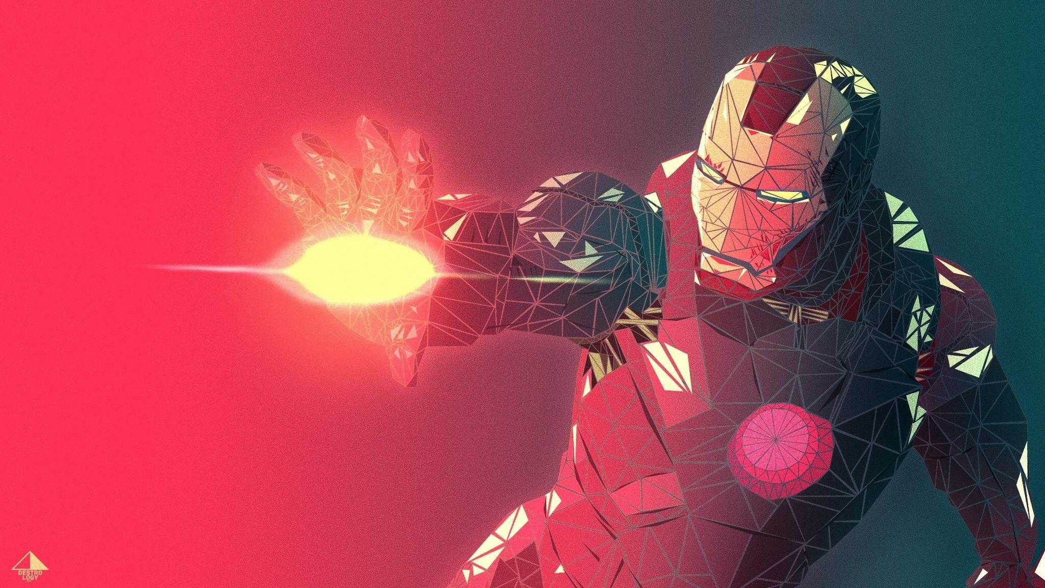 2048x1152 General 2048x1152 fractal Iron Man red simple background