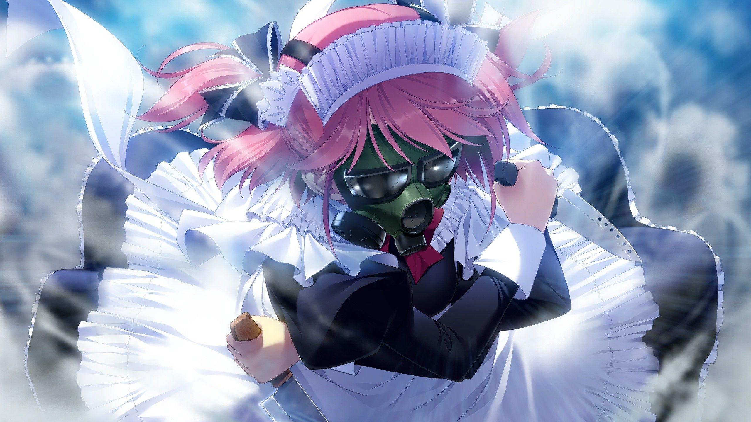 2560x1440 anime, Anime Girls, Visual Novel, Grisaia No Kajitsu, Gas Masks
